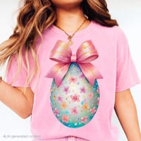Floral Easter Egg Bow Tee
