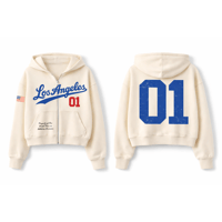 Image 1 of OWP ATHLETICS Division/L.A Zip-up Vintage cream Hoodie