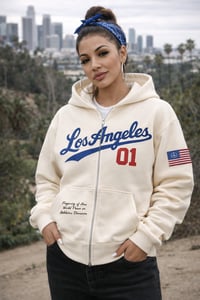 Image 4 of OWP ATHLETICS Division/L.A Zip-up Vintage cream Hoodie