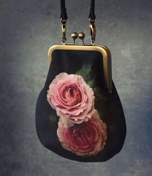 Image of Winter rose, crossbody velvet bag with crossbody strap - fits phone