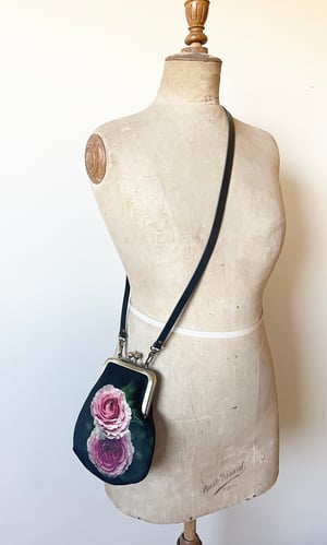 Image of Winter rose, crossbody velvet bag with crossbody strap - fits phone