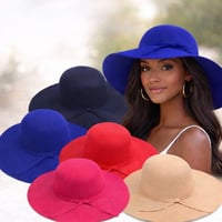  Poly Felt Floppy Wide Brim Bow-Knot Hat