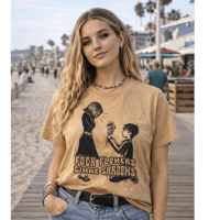 Image 2 of Fuck Flowers Gimme Shrooms  – Rebellious Graphic Tee - Tan Shirt