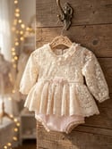 The Camila: Light Pink Embroidered Tulle Heirloom Romper