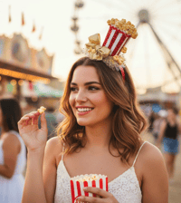 Image 2 of Red and Gold Popcorn themed Headpiece 