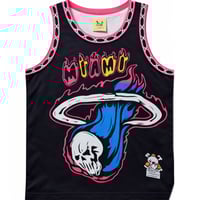 Image 1 of BRAND X MIAMI HEAT LEBRON JAMES D WADE BASKETBALL JERSEY (BLACK)