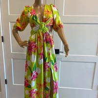 Image 1 of GREEN FLOWER MAXI DRESS - MEDIUM