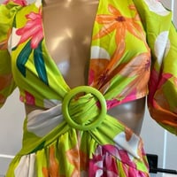 Image 2 of GREEN FLOWER MAXI DRESS - MEDIUM