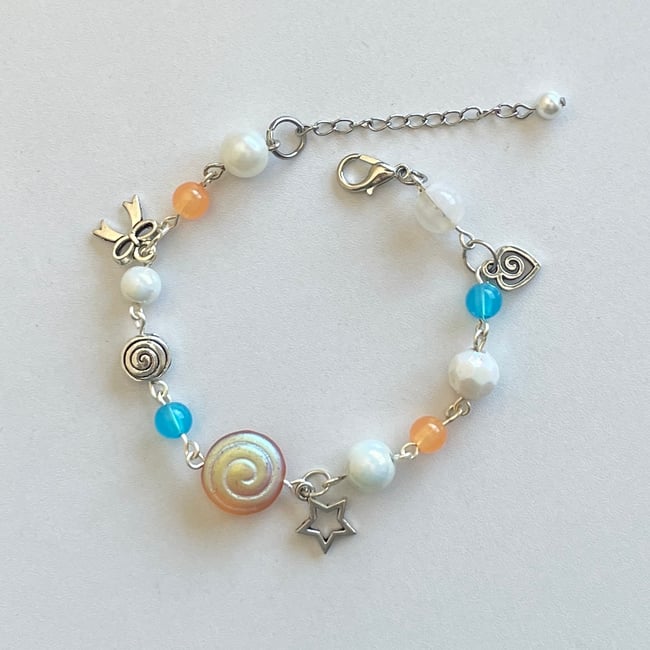 blue orange coraline charm bracelet