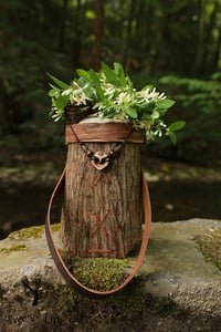 Image 1 of Tree Bark Foraging Basket w/ Walnut Pendant 