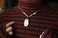 Image 1 of Beaded Antler Slab Pendant -- Necklace