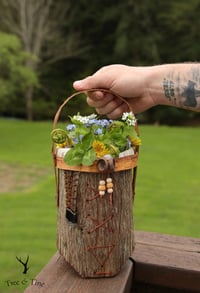 Image 1 of Beadwork Tree Bark Foraging Basket