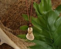 Beaded Golden Leaf Antler Slab Pendant - Necklace