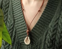 Image 1 of Beaded Antler Slab Pendant - Necklace