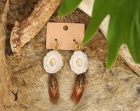 Grouse Feather & Antler Slab Earrings