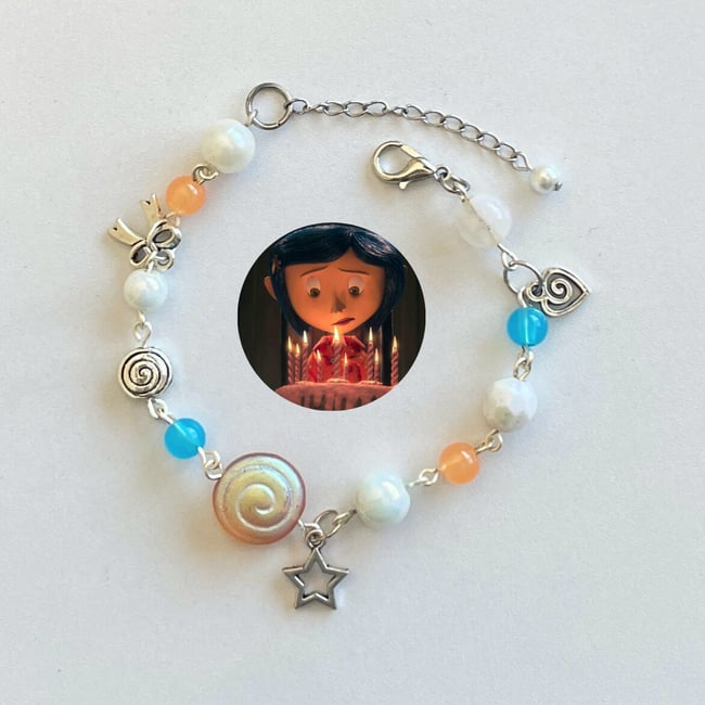 blue orange coraline charm bracelet
