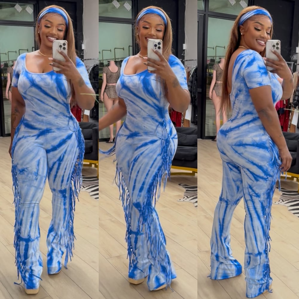 Image of NYEEMAH FRINGE JUMPER-blue