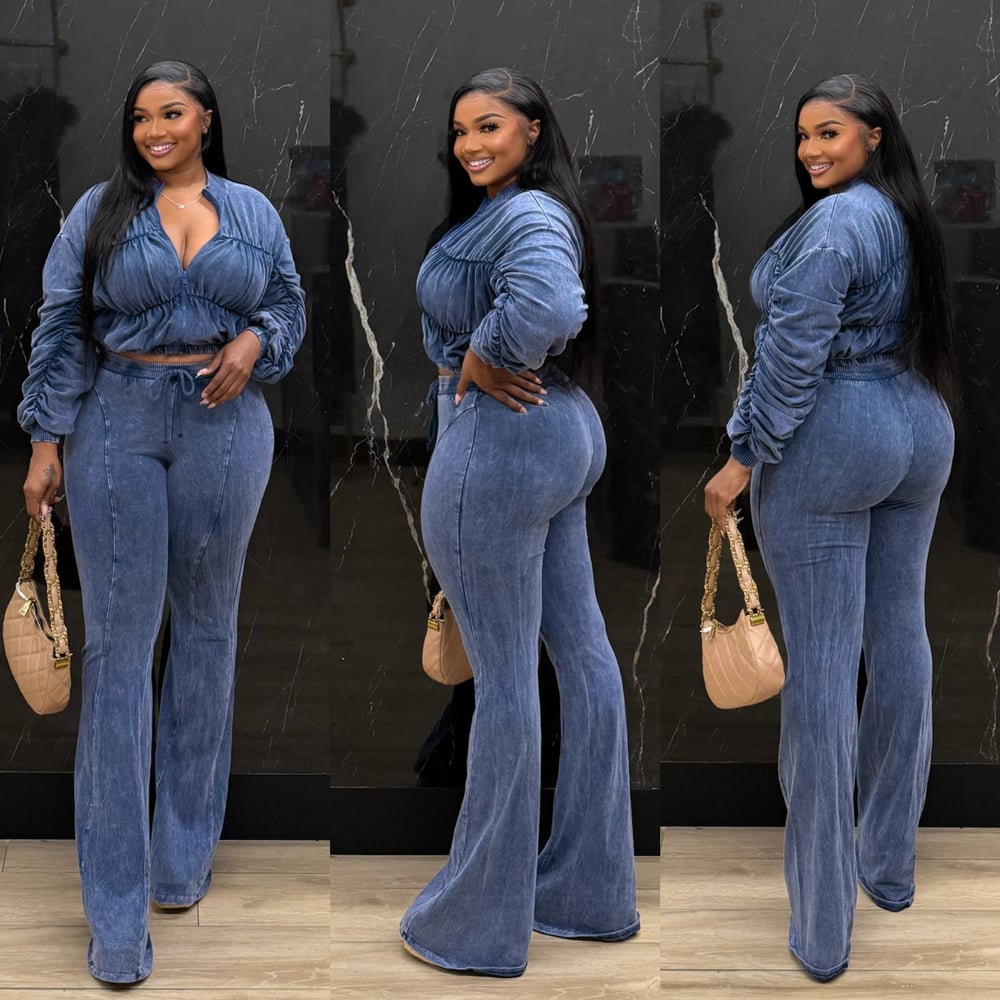 Image of TOP NOTCH ACID WASH SET-denim 