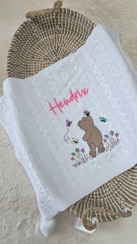 Image 2 of Personalized Embroidered Pooh Bear Blanket 