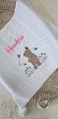 Image 3 of Personalized Embroidered Pooh Bear Blanket 