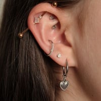 Image 1 of Heart Pendant Hoop Earrings