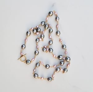 Tahitian and Pink Fresh Water Pearl Necklace