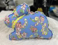 Image 2 of Vintage Blue Embroidered Bunny (Reclining Yellow Trim)