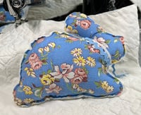 Image 2 of Vintage Blue Embroidered Bunny (Reclining Blue Trim)