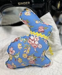 Image 2 of Vintage Blue Embroidered Bunny (Yellow Trim LT)