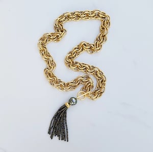 Vintage Chunky Necklace Tahitian Pearl Tassel