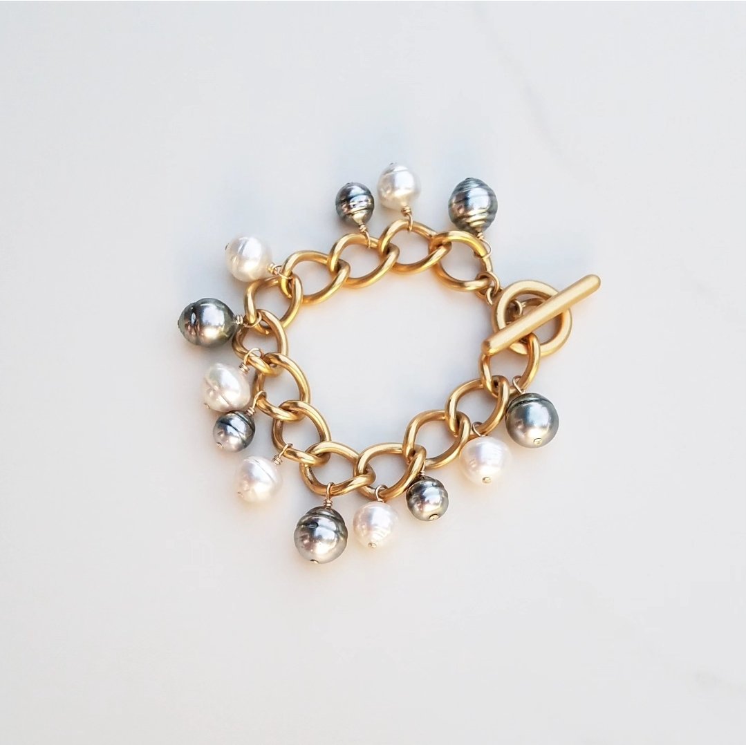 Vintage Pearl Charm Bracelet