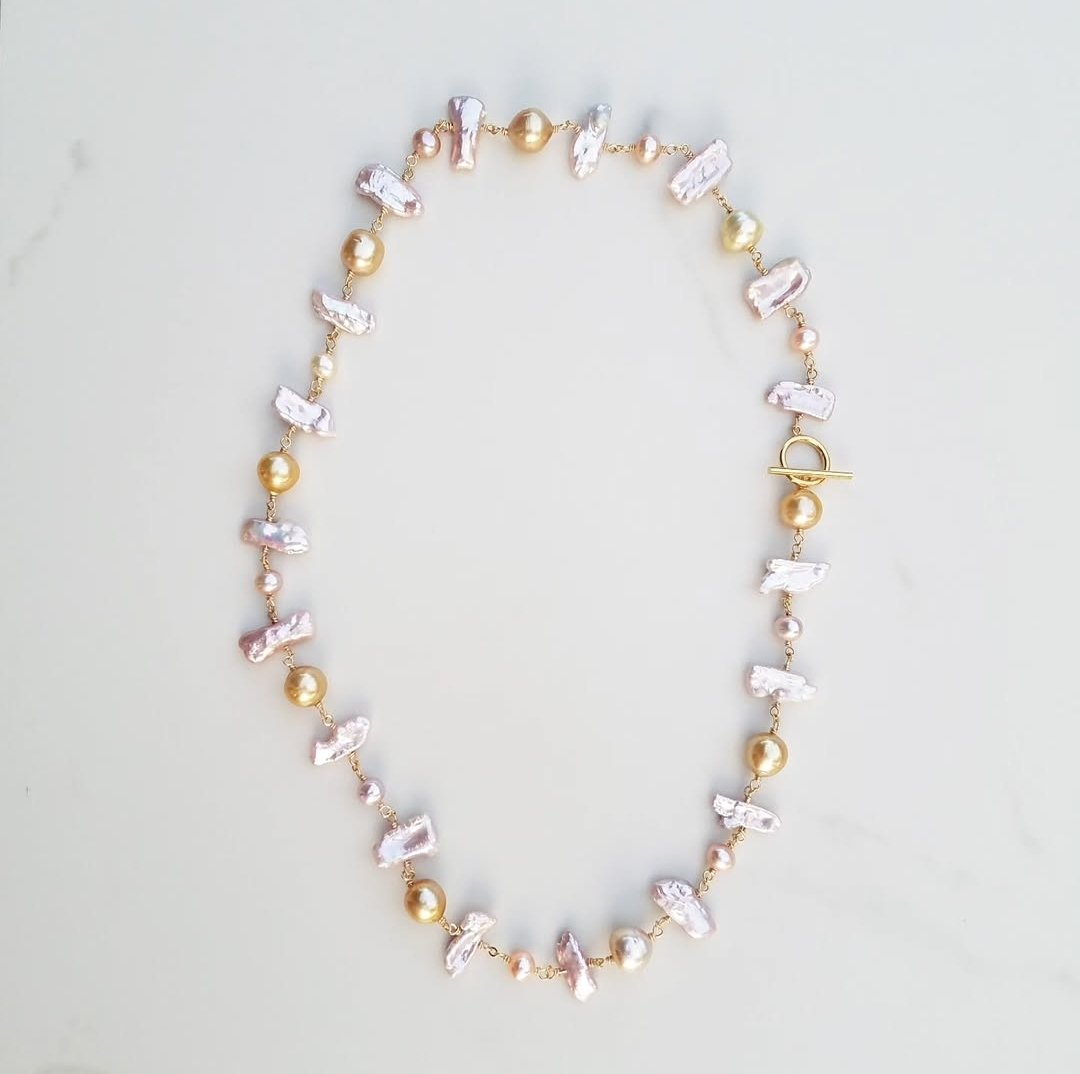Golden South Sea Pearl & Pink Fresh Water Pearl Necklace