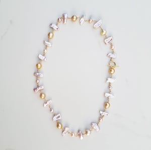 Golden South Sea Pearl & Pink Fresh Water Pearl Necklace
