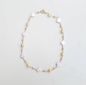 Gold Pearl Fresh Water Pearl Mix Necklace