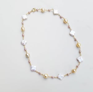 Gold Pearl Fresh Water Pearl Mix Necklace