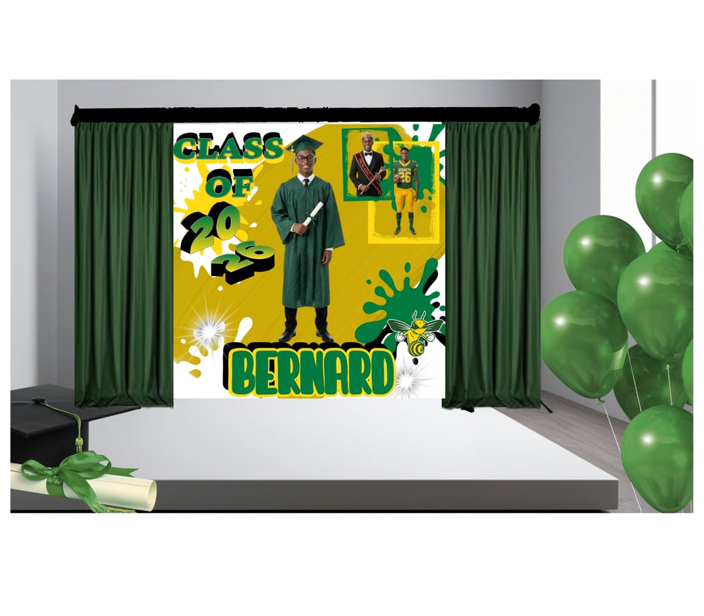 Image of 8'x8' Custom Graduation Photo Backdrop | Large Vinyl Celebration Banner