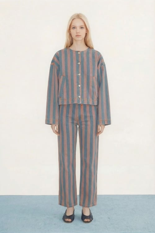 Image of 1-Cazadora denim rayas