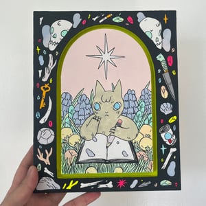 Image of Cat Writing in Book Painting