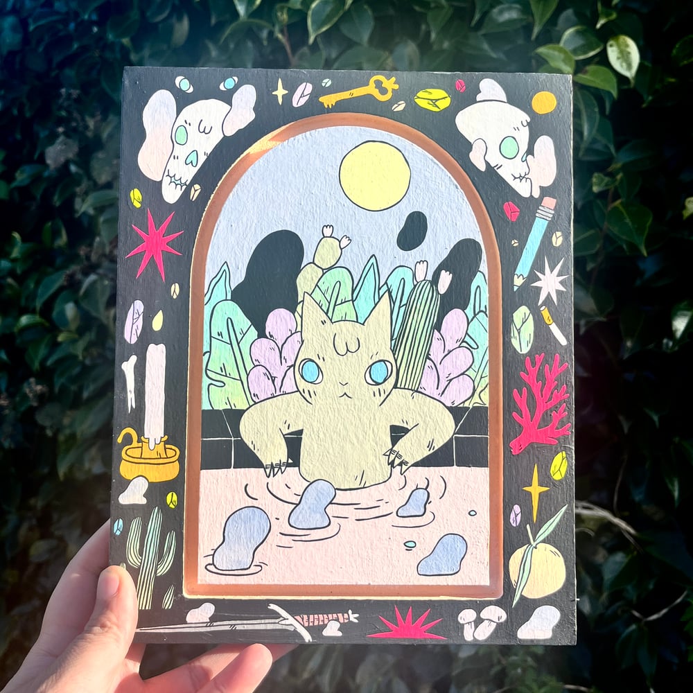 Image of Cat in Water Painting