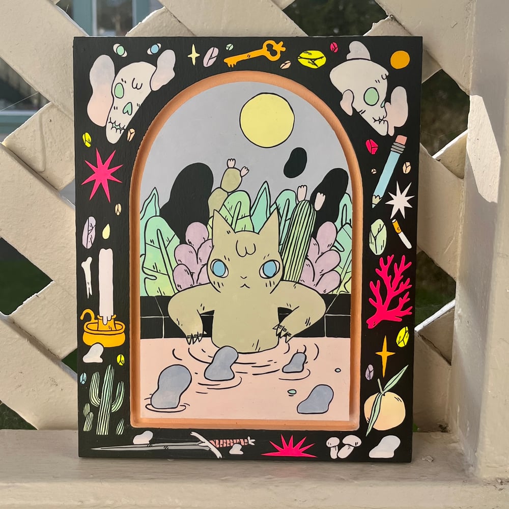 Image of Cat in Water Painting