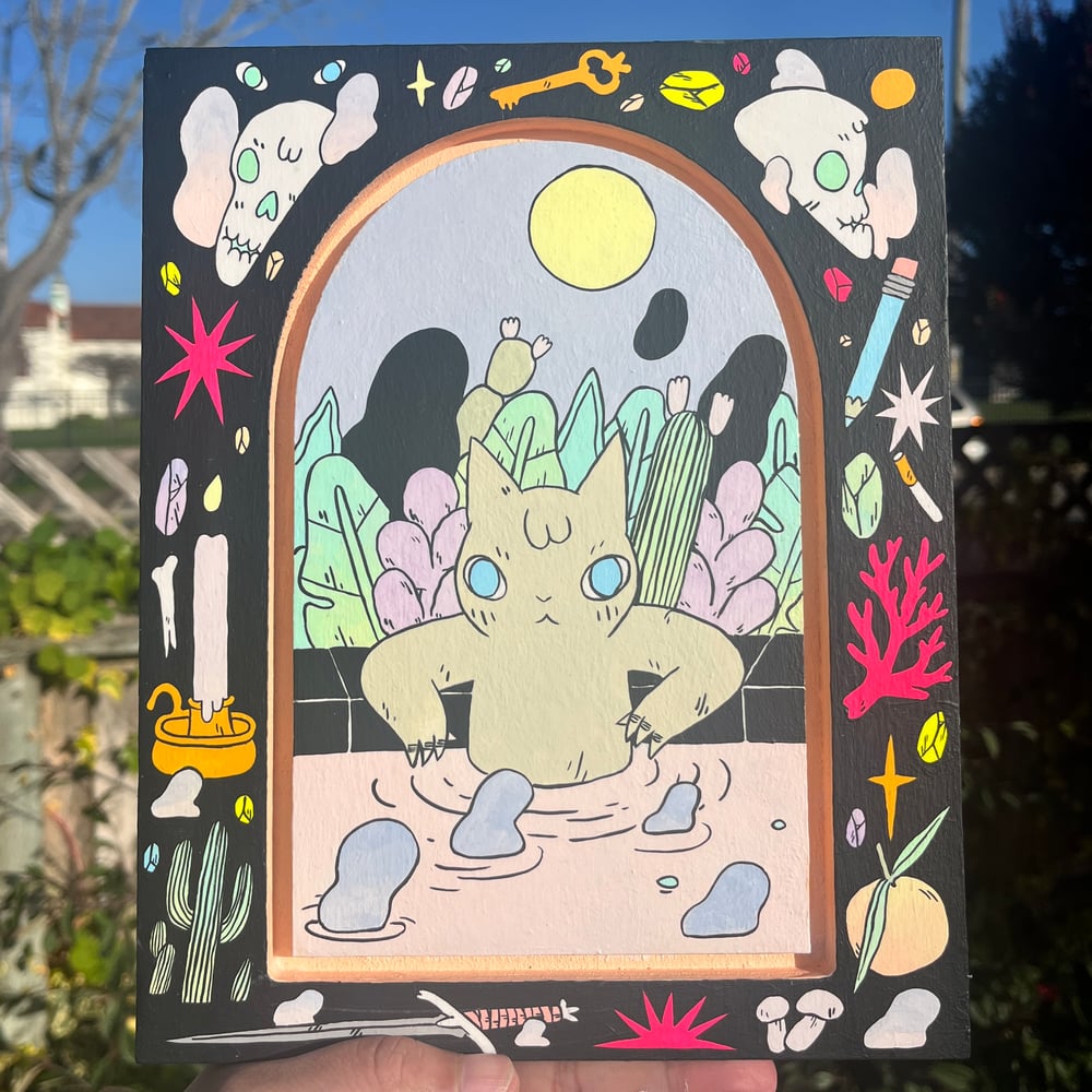 Image of Cat in Water Painting