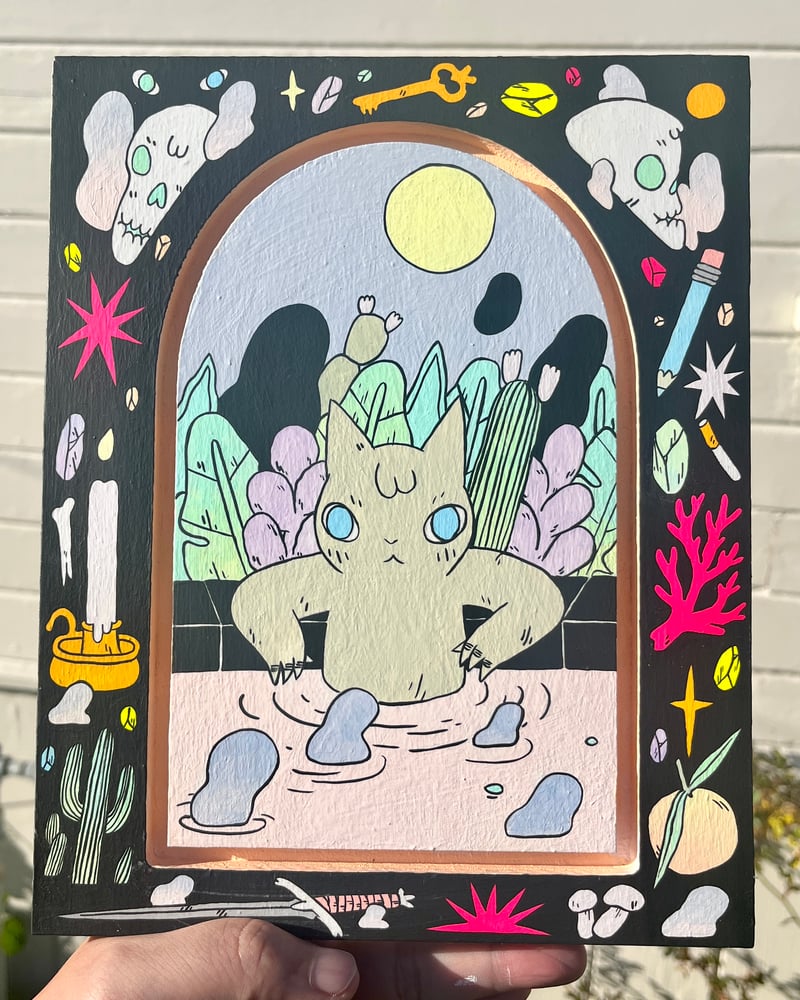 Image of Cat in Water Painting