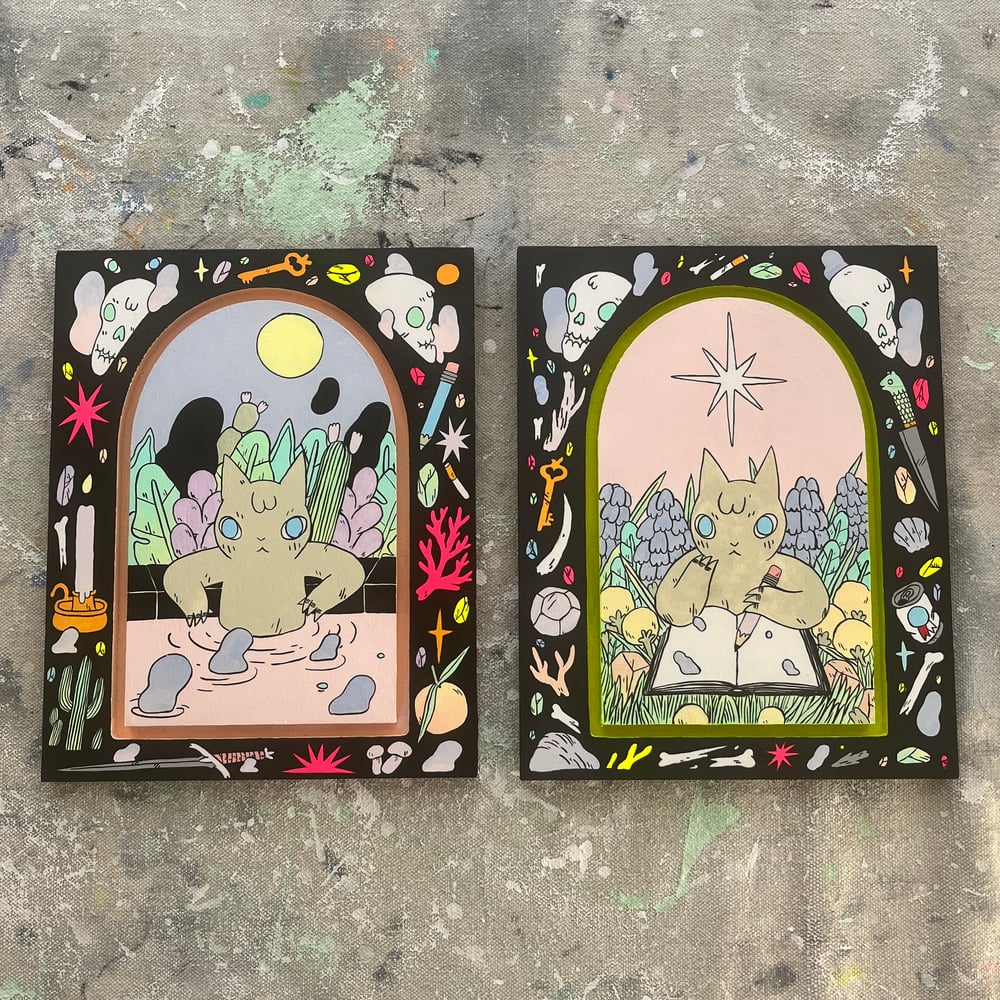 Image of Cat in Water Painting