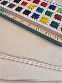 Image 1 of Vintage Watercolour Paper Sheets – 20 Large Deckled Sheets – Artist Studio Paper