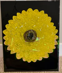 Image 1 of LARGE CANVAS BROKEN GLASS SUNFLOWER WALL ART