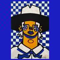 Image 1 of Blue Checker Cowboy Print
