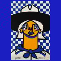 Image 1 of Blue Checker Cowgirl Print