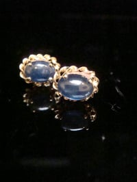 Image 1 of 9ct NATURAL CABOCHON SAPPHIRE STUD EARRINGS FOR PIERCED EARS