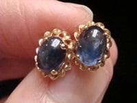 Image 4 of 9ct NATURAL CABOCHON SAPPHIRE STUD EARRINGS FOR PIERCED EARS