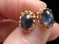 Image 6 of 9ct NATURAL CABOCHON SAPPHIRE STUD EARRINGS FOR PIERCED EARS